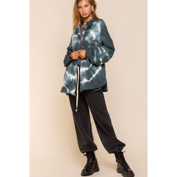 PRICE DROP Tie Dye Utility Jacket in Galaxy Navy Swirl - Picture 5 of 6